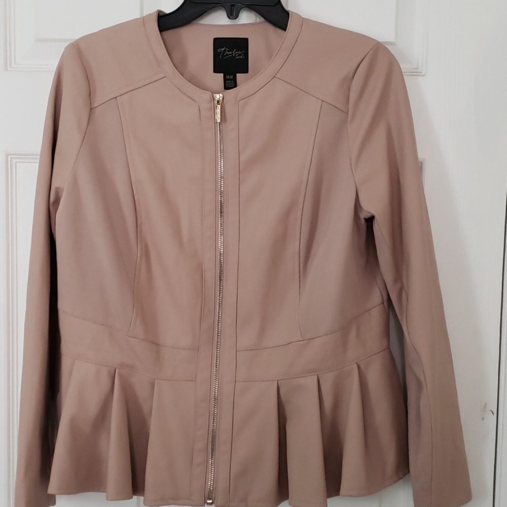 Blush pink faux leather jacket